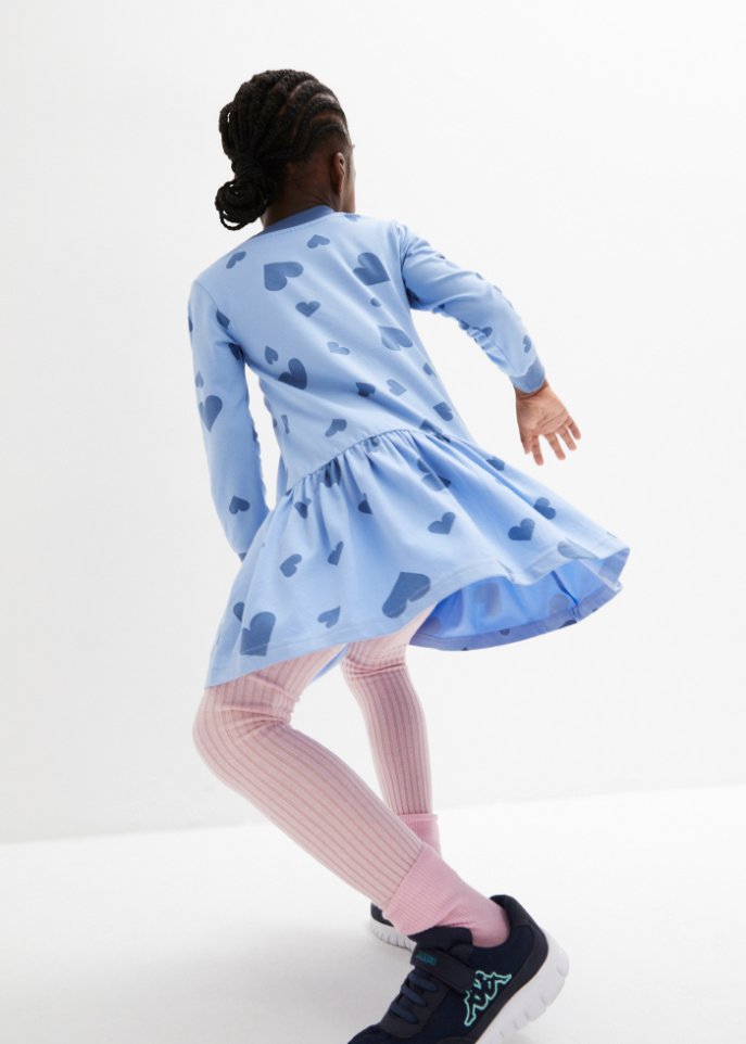 Mädchen Jerseykleid mit Herzchendruck