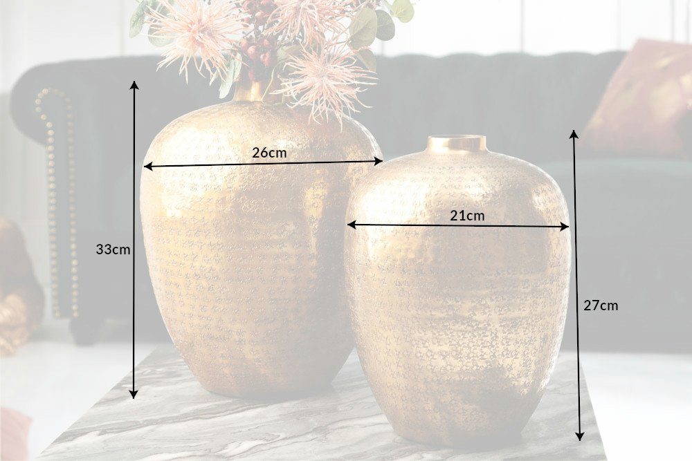 riess-ambiente Dekovase ORIENTAL 33cm gold (Set, 2 St), Wohnzimmer · Vase · Metall · Handarbeit · Dekoration