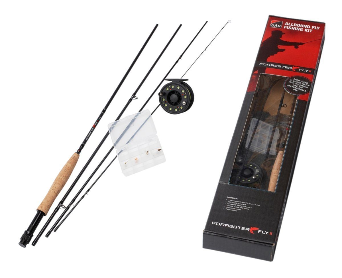 DAM Fishing Fliegenrute Forresterfly II Combo 270cm 4-teil. Fliegenrute+Rolle+Schnur Set, (Spar-Set)