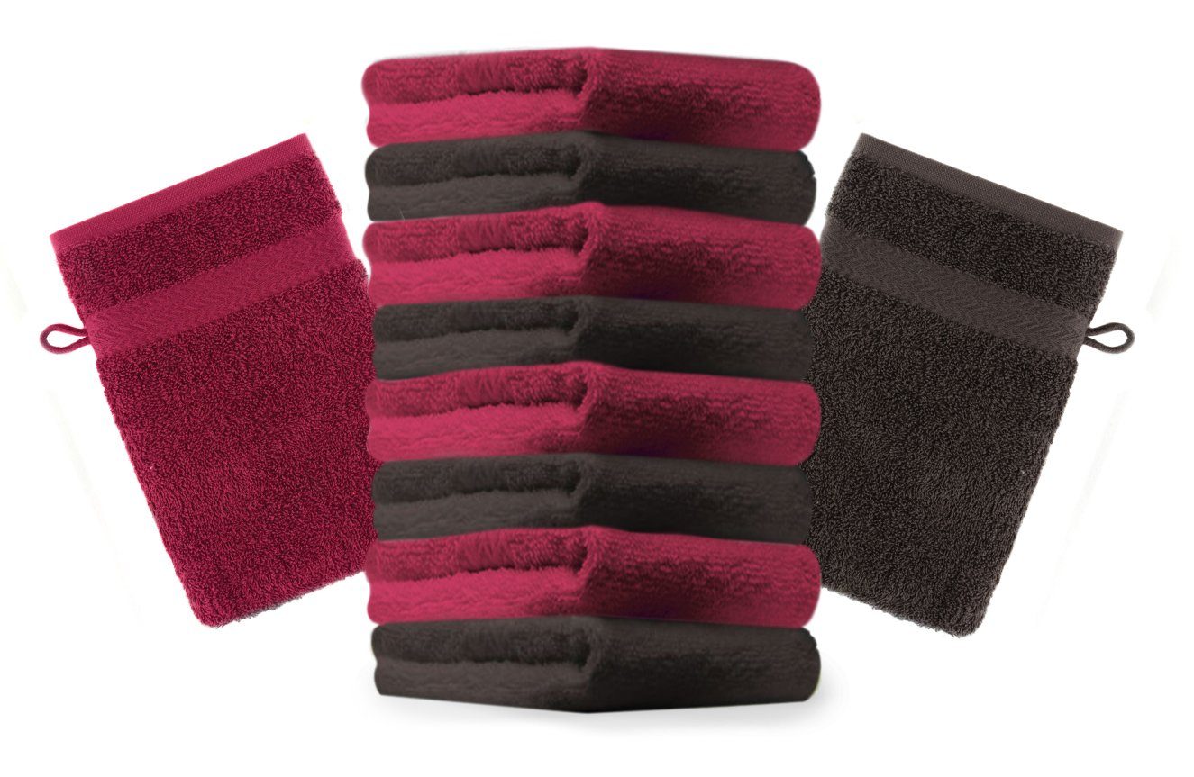 Betz Waschhandschuh 10 Stück Waschhandschuhe Premium 16x21 cm Farbe dunkelrot/ dunkelbraun (10-tlg)