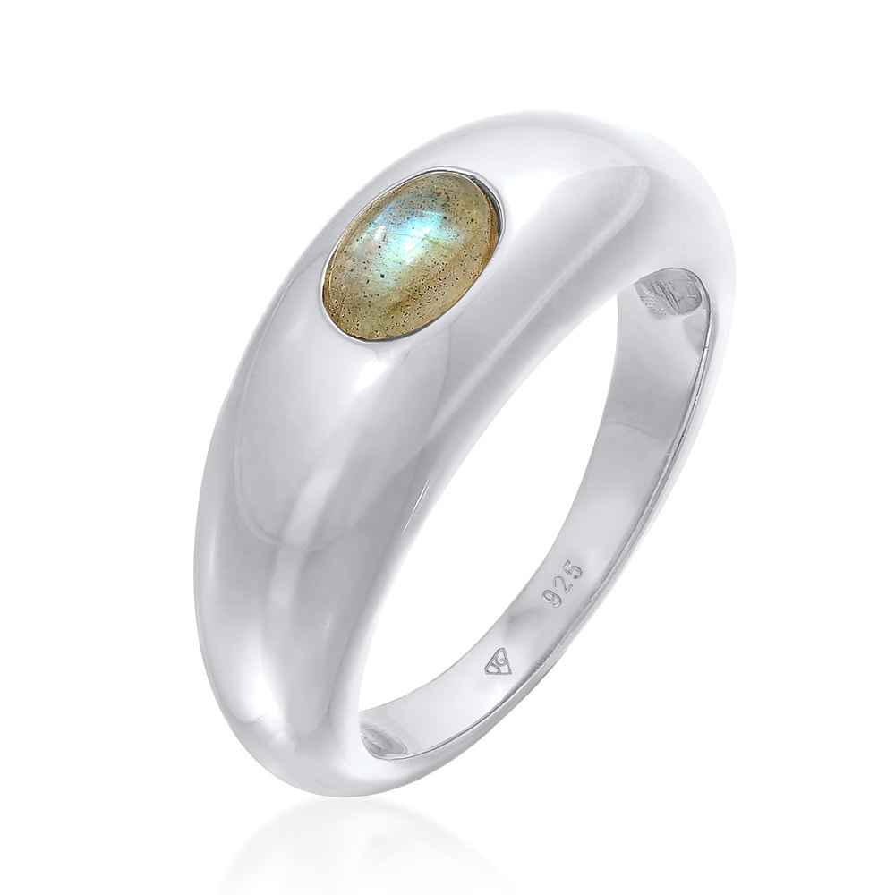 Elli PREMIUM Elli PREMIUM Bague Solitaire Femme Simple avec pierre précieuse Labradorite en ar Bague
