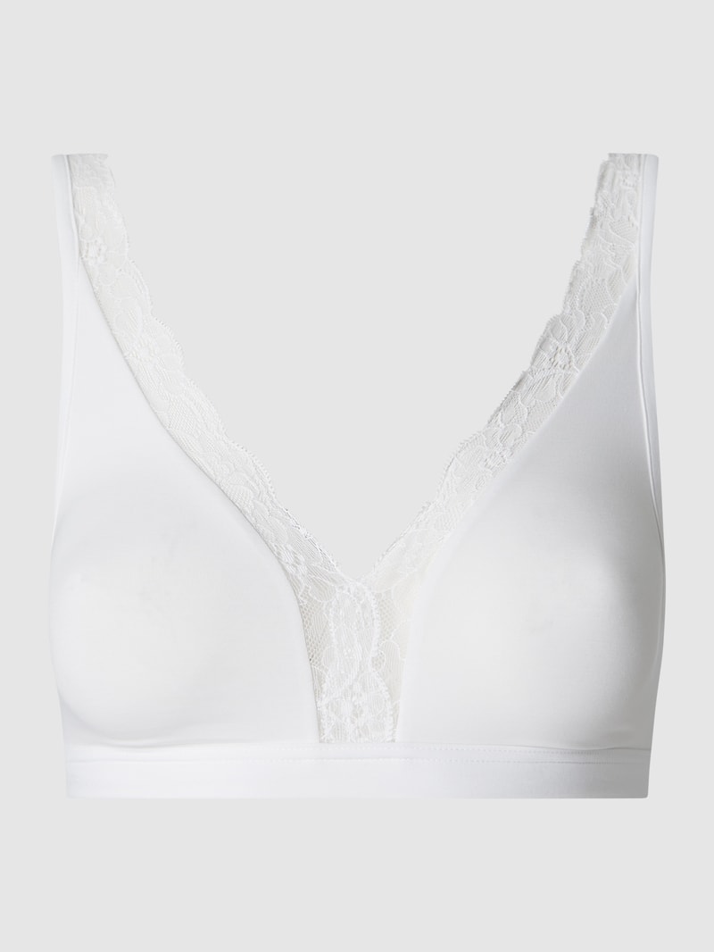 Bralette mit Stretch-Anteil Modell 'Cotton Lace' in weiß