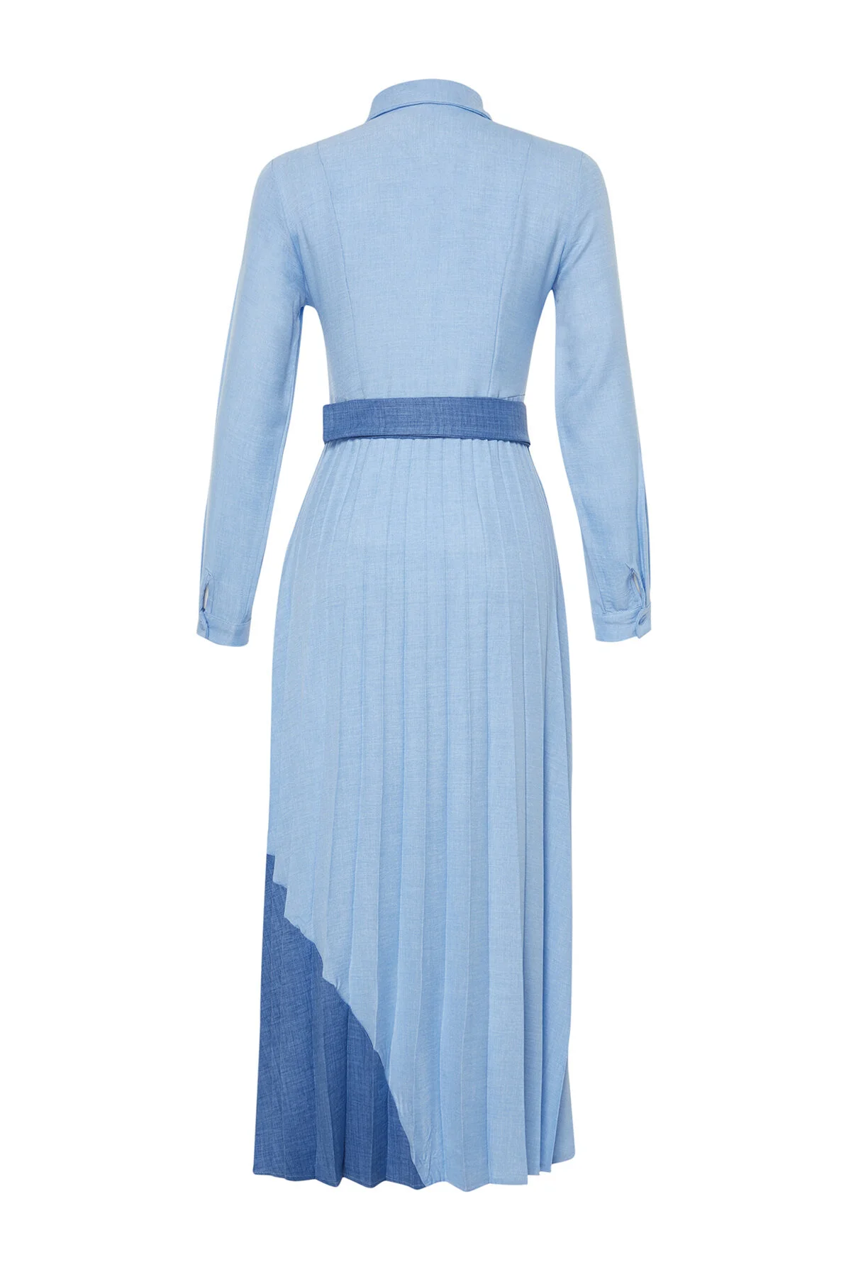 Trendyol Modest  Blaues, gewebtes Hemdkleid mit Blockfarben TCTSS24EB00119