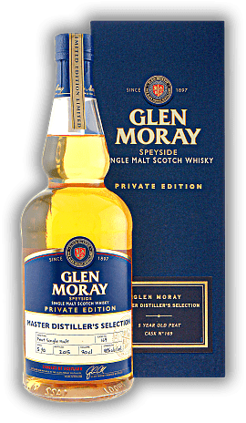 Glen Moray Private Edition Master Distiller's Selection Peated Cask No.169 5 Years Glen Moray Private Edition Master Distiller's Selection Peated Cask No.169 5 Years Torffeuer, pikante Barbecue Rippchen, süßer Rauch. Alter 5 J. - 0,7	 Liter - Vol 48%