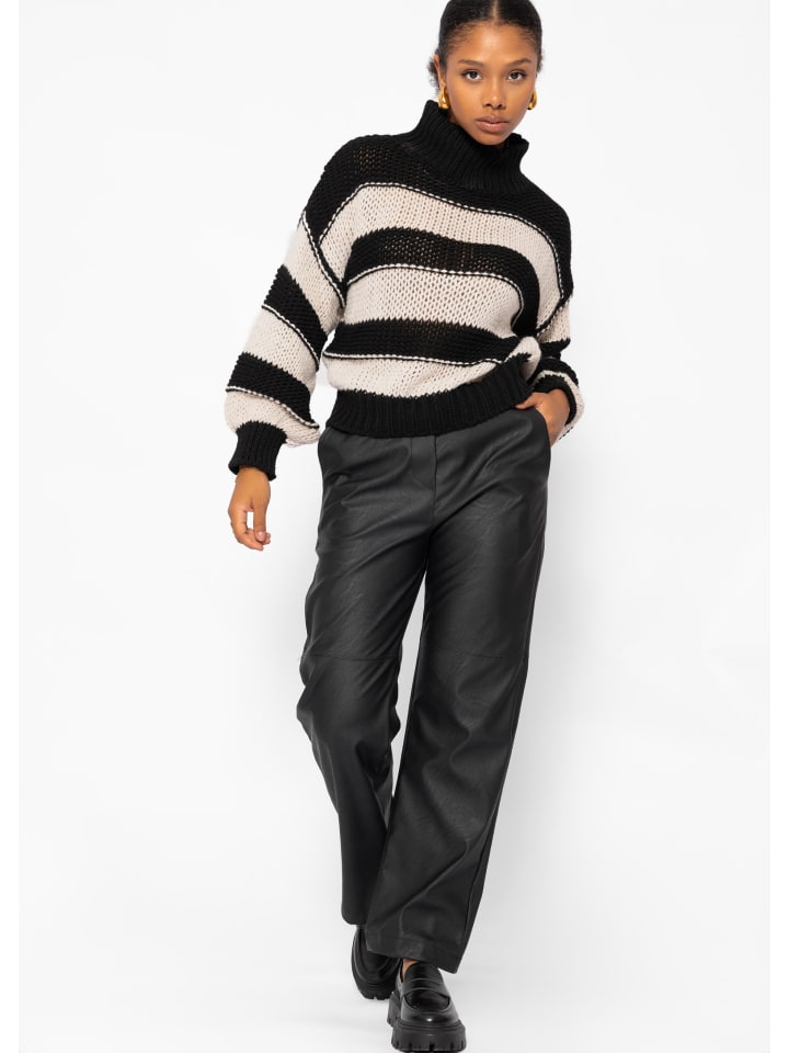 SASSYCLASSY Rollkragenpullover in Schwarz, Beige günstig kaufen