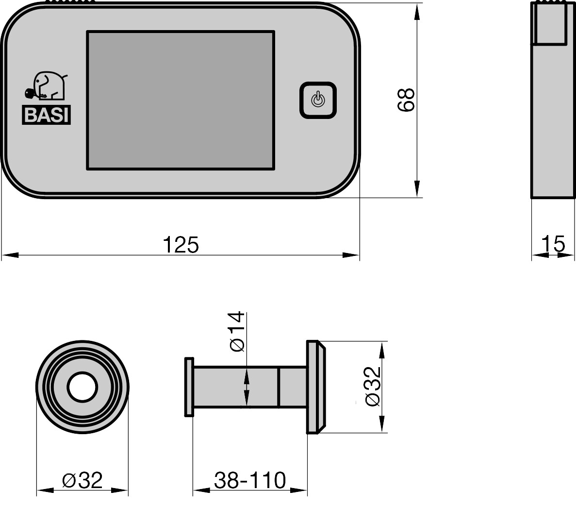 Basi Digitaler Türspion - TS 710 - champagne - für Türstärken 38-110 mm