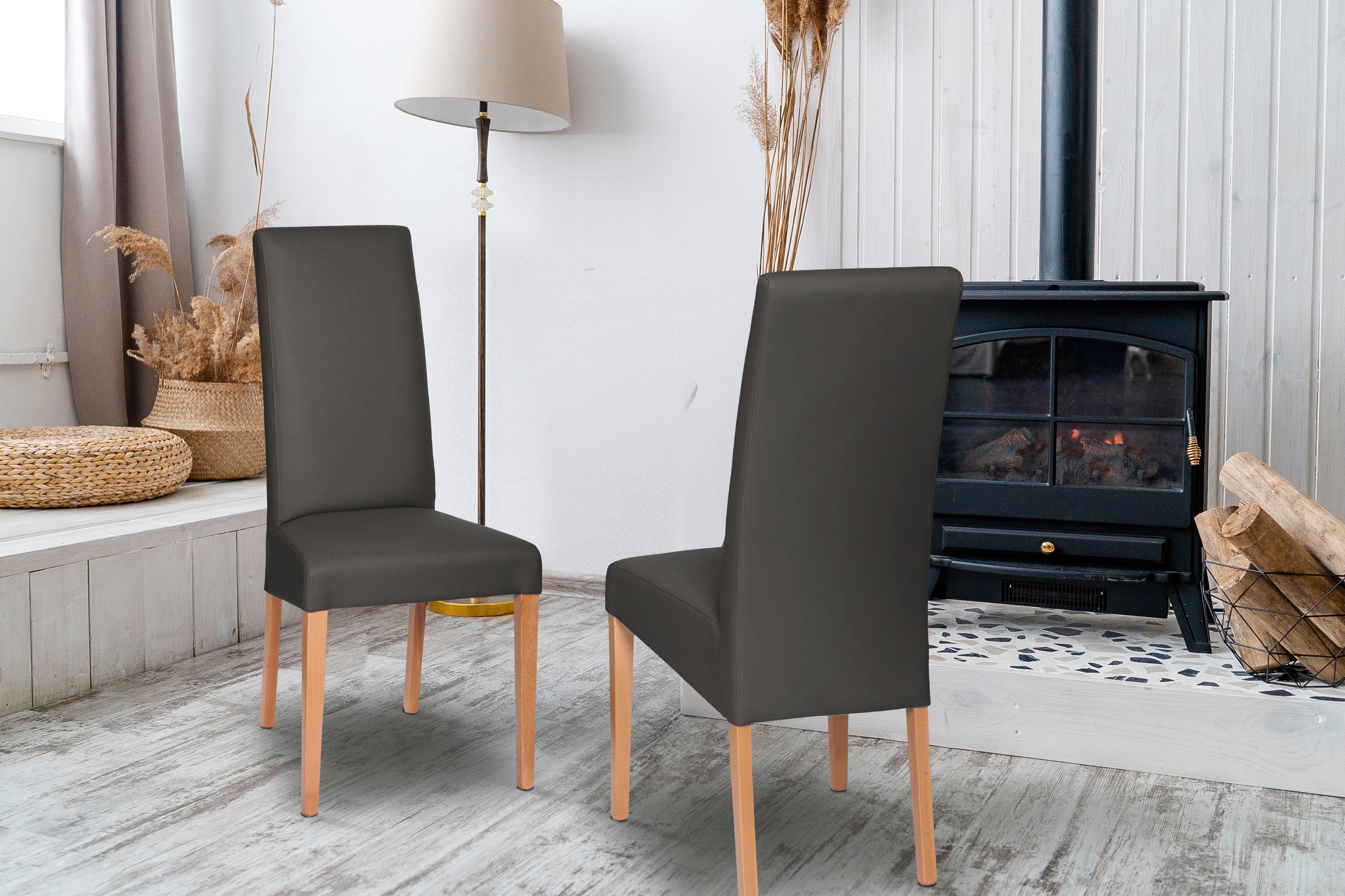 Home affaire 4-Fußstuhl Friedrichsholm (Set, 2 St), im 2er Set, aus massiver Eiche natur