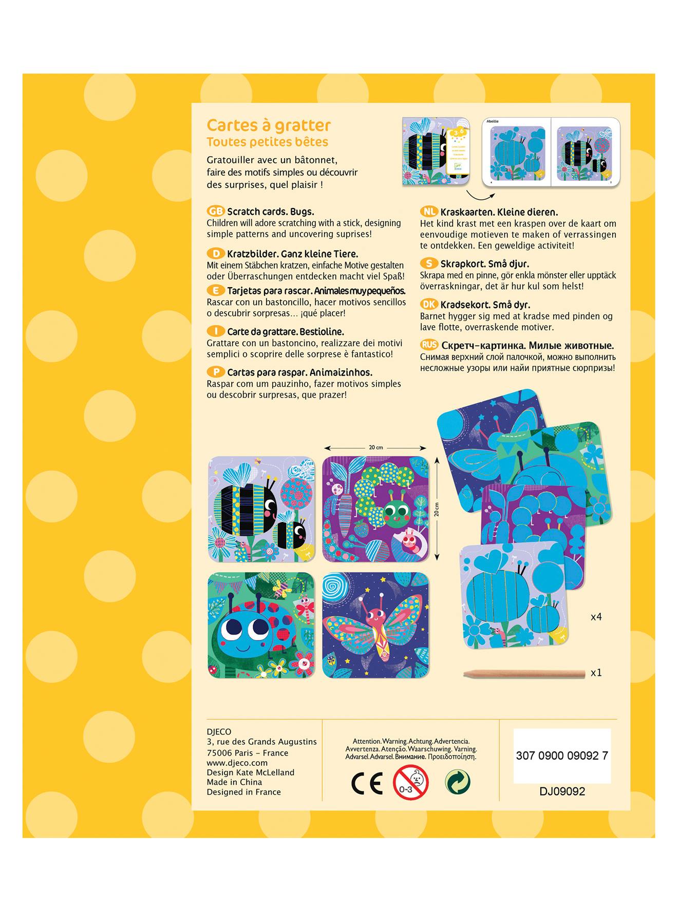 Cartes à gratter «Toutes petites bêtes» DJECO multicolore