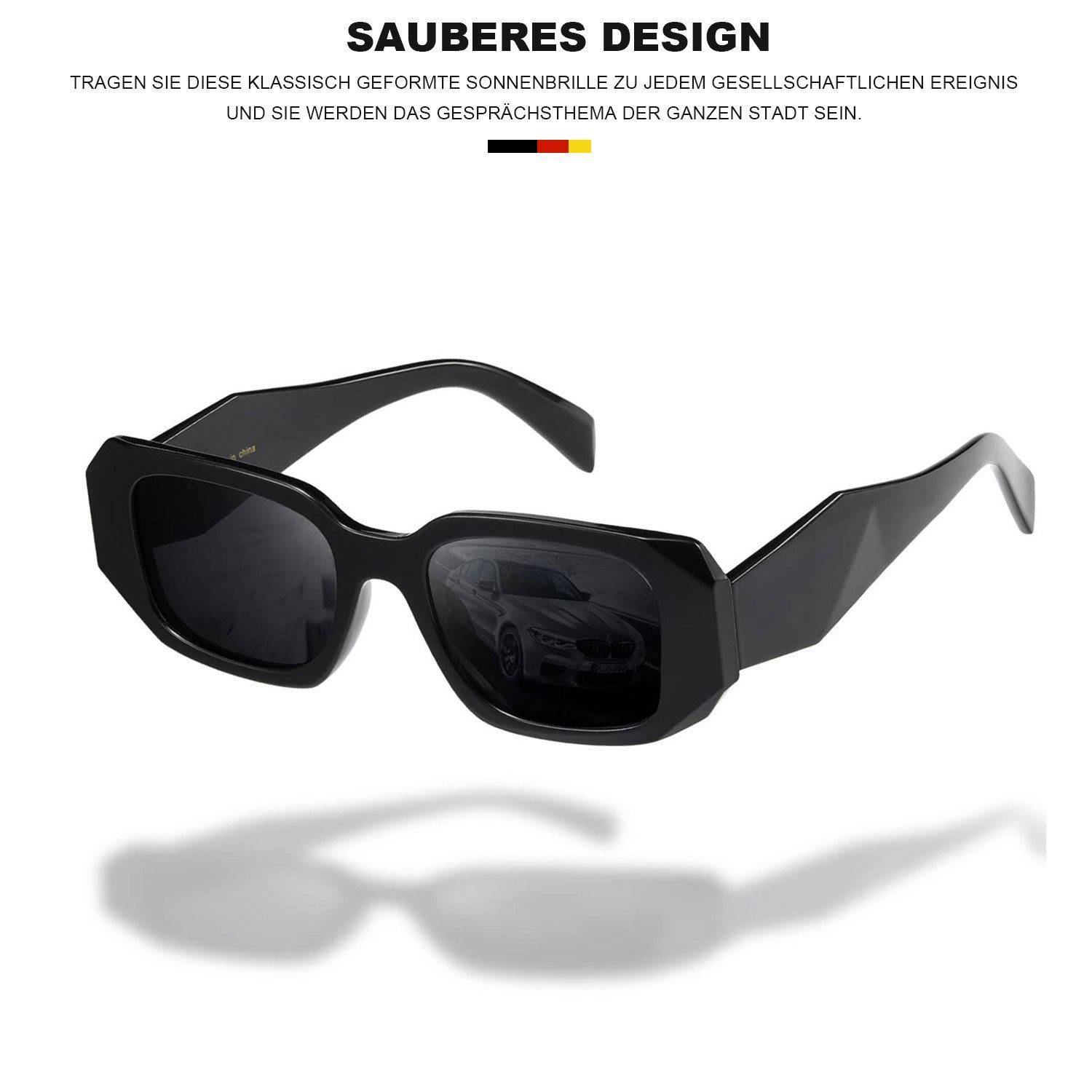 MAGICSHE Sonnenbrille Rechteckige Sonnenbrillen für Damen und Herren Retro Mode UV beständige Sonnenbrille