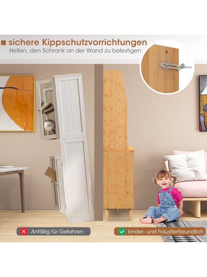 COSTWAY Buffetschrank Bambus in Hellbraun günstig kaufen onesize