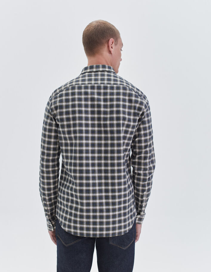 Chemise SLIM marine à motif carreaux Homme
