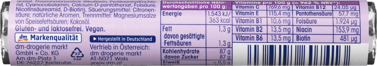 Traubenzucker, Waldbeere mit 10 Vitaminen, 44 g