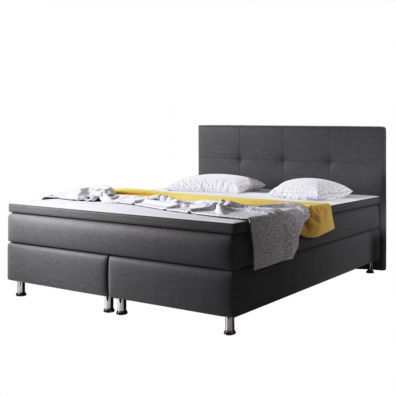IHG Boxspringbett Dallas 180x200 Webstoff Anthrazit