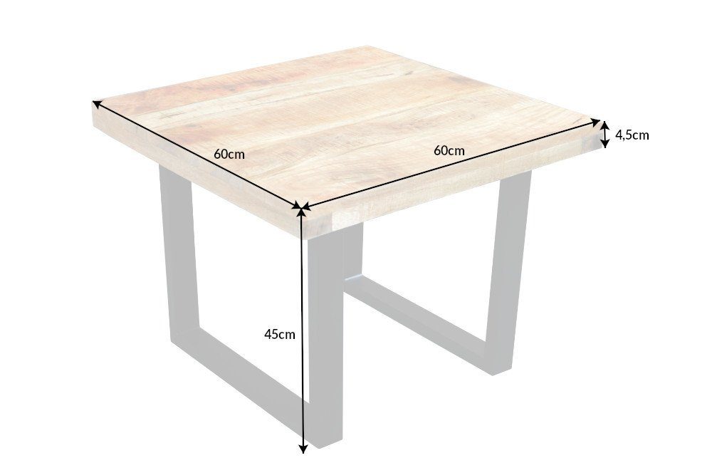 riess-ambiente Couchtisch IRON CRAFT 60cm natur / schwarz, Wohnzimmer · Massivholz · Metall · eckig · Industrial