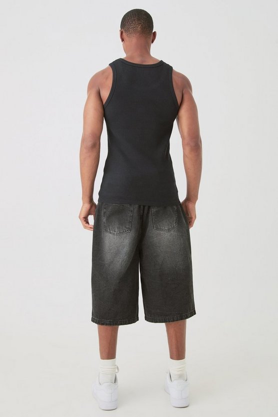 Besticktes Man Tanktop in Waffeloptik
