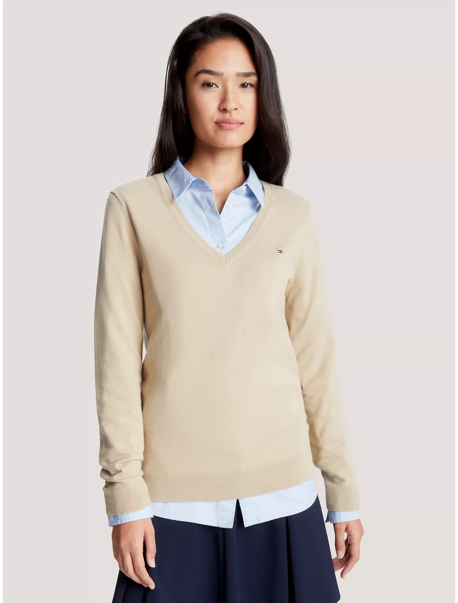 Solid V-Neck Sweater