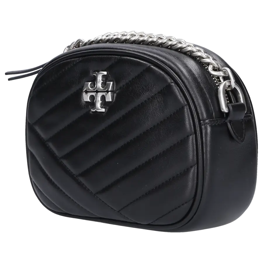 Tory Burch - Handtasche KIRA CHEVRON SMALL CAMERA Kalbsleder - schwarz