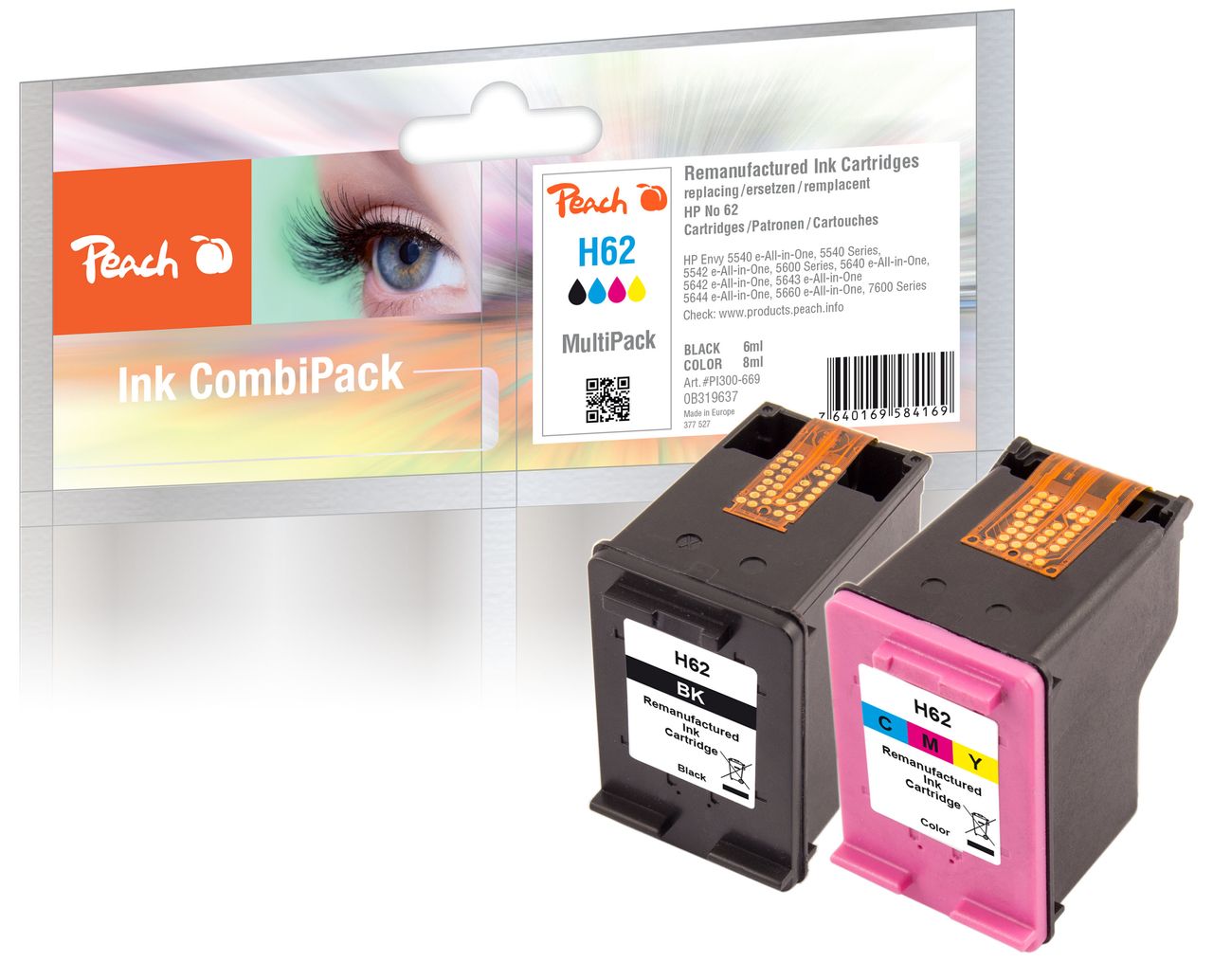 Peach Spar Pack Druckköpfe ersetzt HP No. 62