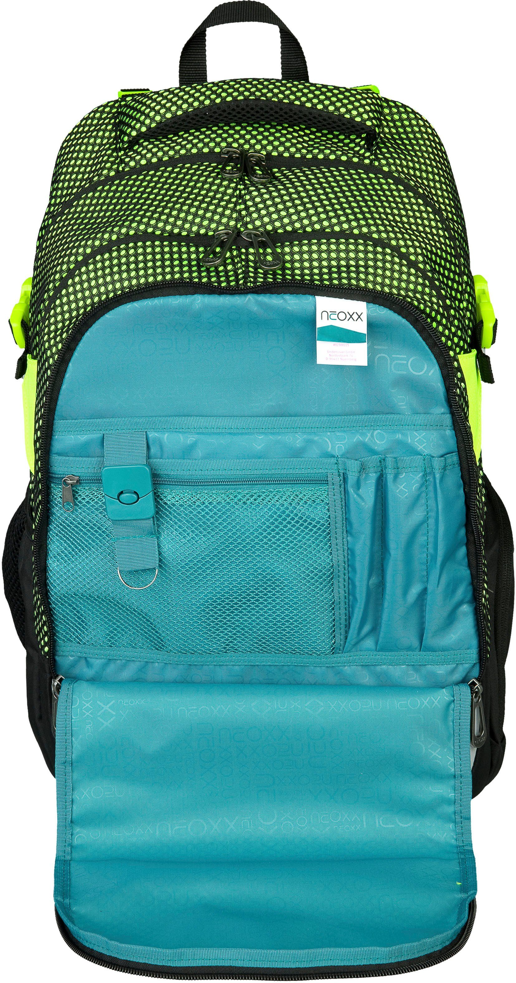 neoxx Schulrucksack Active, All about Neon, aus recycelten PET-Flaschen