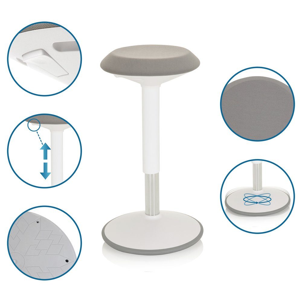 hjh OFFICE Stehhilfe Stehhilfe BALANCE SIT III W Stoff ohne Armlehnen, Hocker, Bürohocker