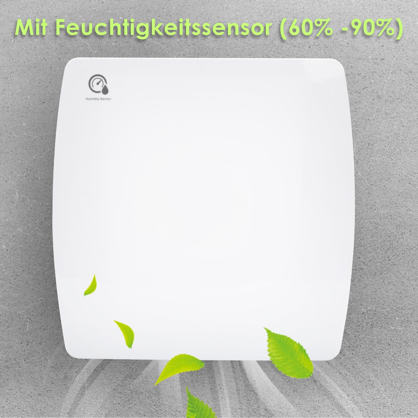 Lospitch Wandventilator Badlüfter mit Feuchtsensor und Nachlauf und Timer 10/15cm