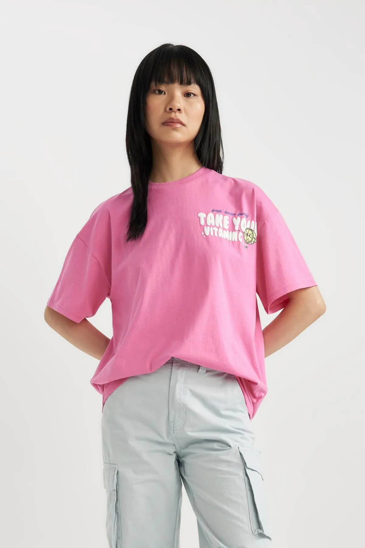 DeFacto  Unisex Cooles Oversize-T-Shirt mit Rückenaufdruck, kurzärmelig, B7047ax24sm