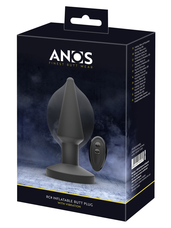 ANOS aufblasbarer Analplug RC Inflatable Plug with Vibration in schwarz günstig kaufen 14,5 cm