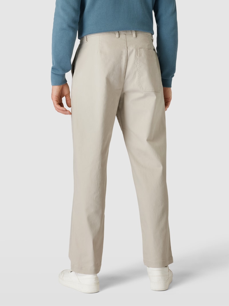 Chino in unifarbenem Design Modell 'Stright Varsity' in beige