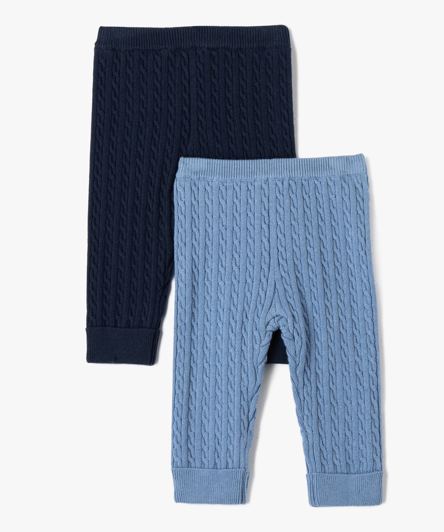 Pantalon bébé en maille torsadée (lot de 2) marine | GEMO