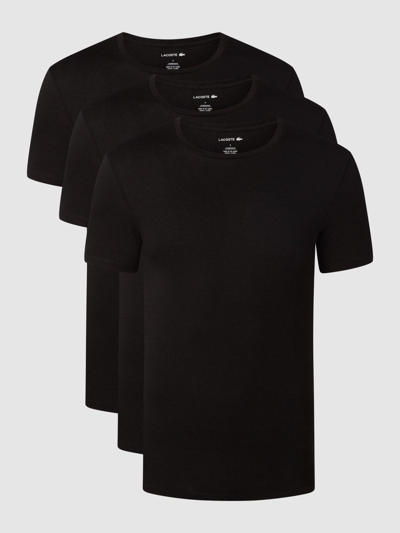 Slim Fit T-Shirt aus Baumwolle im 3er-Pack in schwarz