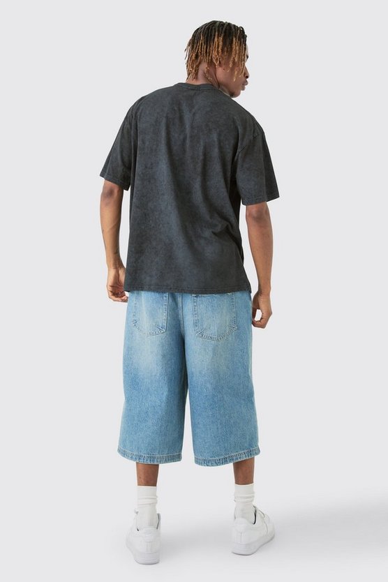 Tall T-Shirt mit Acid-Waschung und Miami-Print