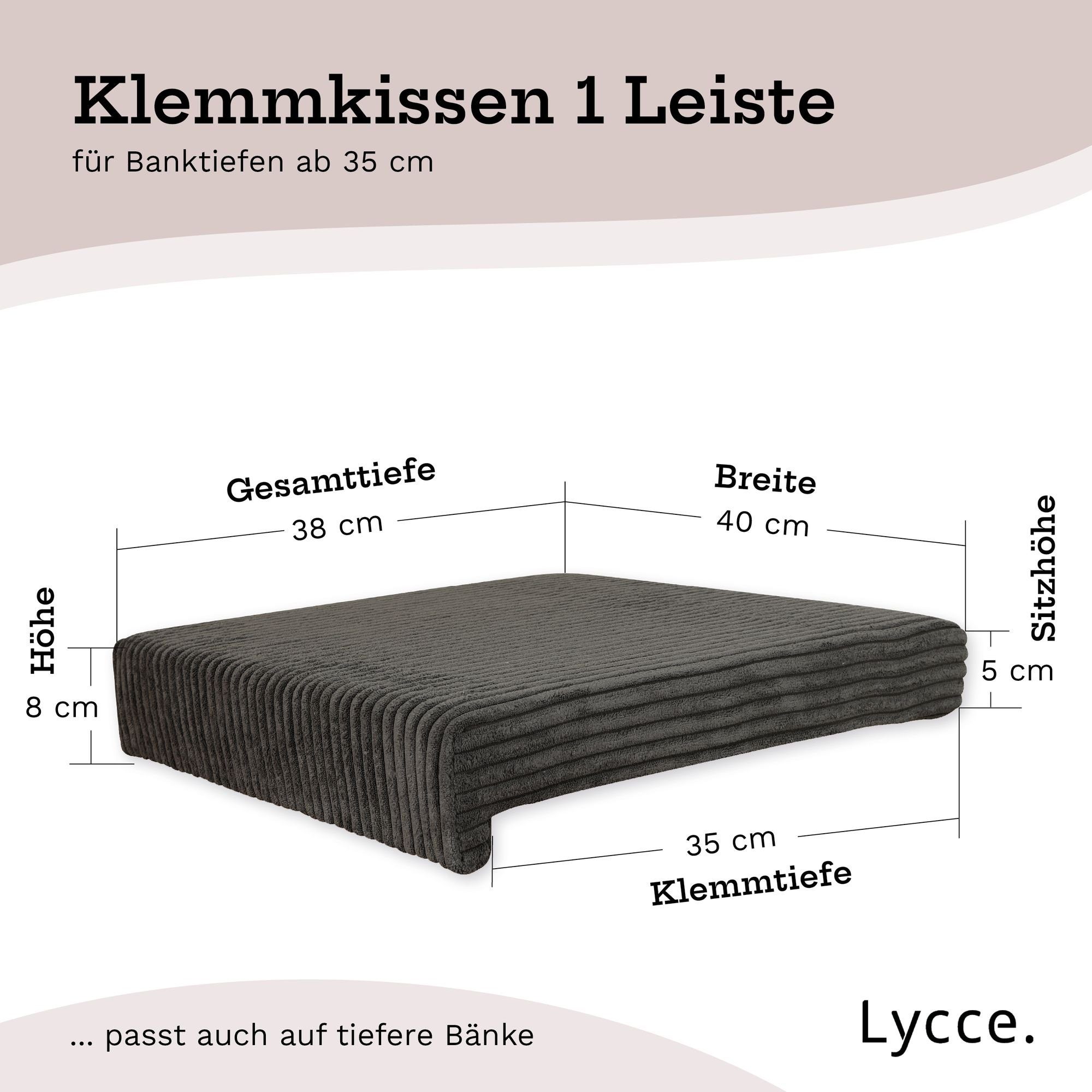 animal-design Bankauflage Klemmkissen 1 Leiste Cordstoff extra Polsterung, für Banktiefe ab 35cm