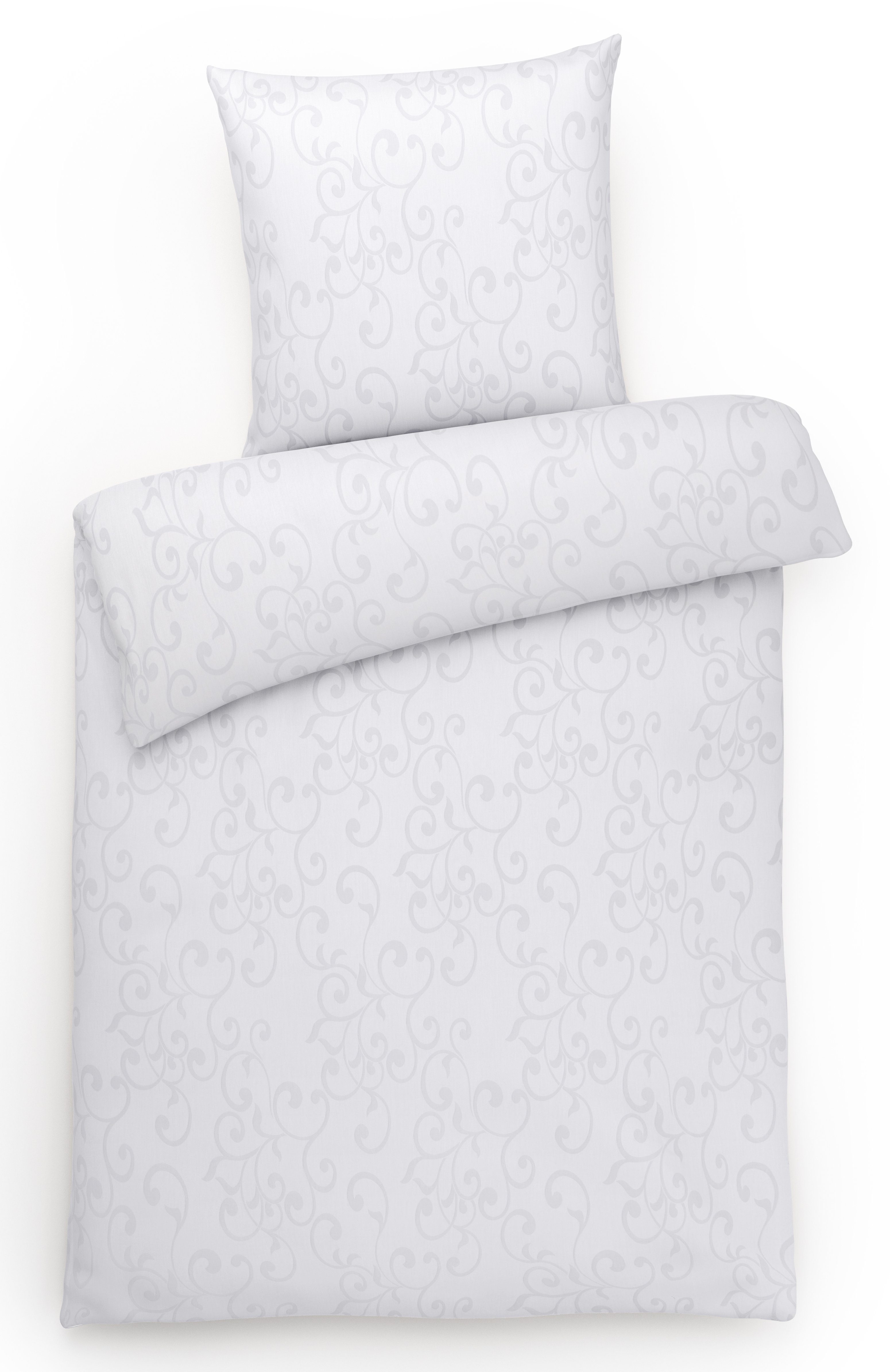 Bettwäsche Elegante Damast Bettwäsche Ornamente Hotelbettwäsche Bettbezug Set, Carpe Sonno, Damast, 2 teilig, Damast Bettwäsche 135x200 Bettwäsche Baumwolle Weiß