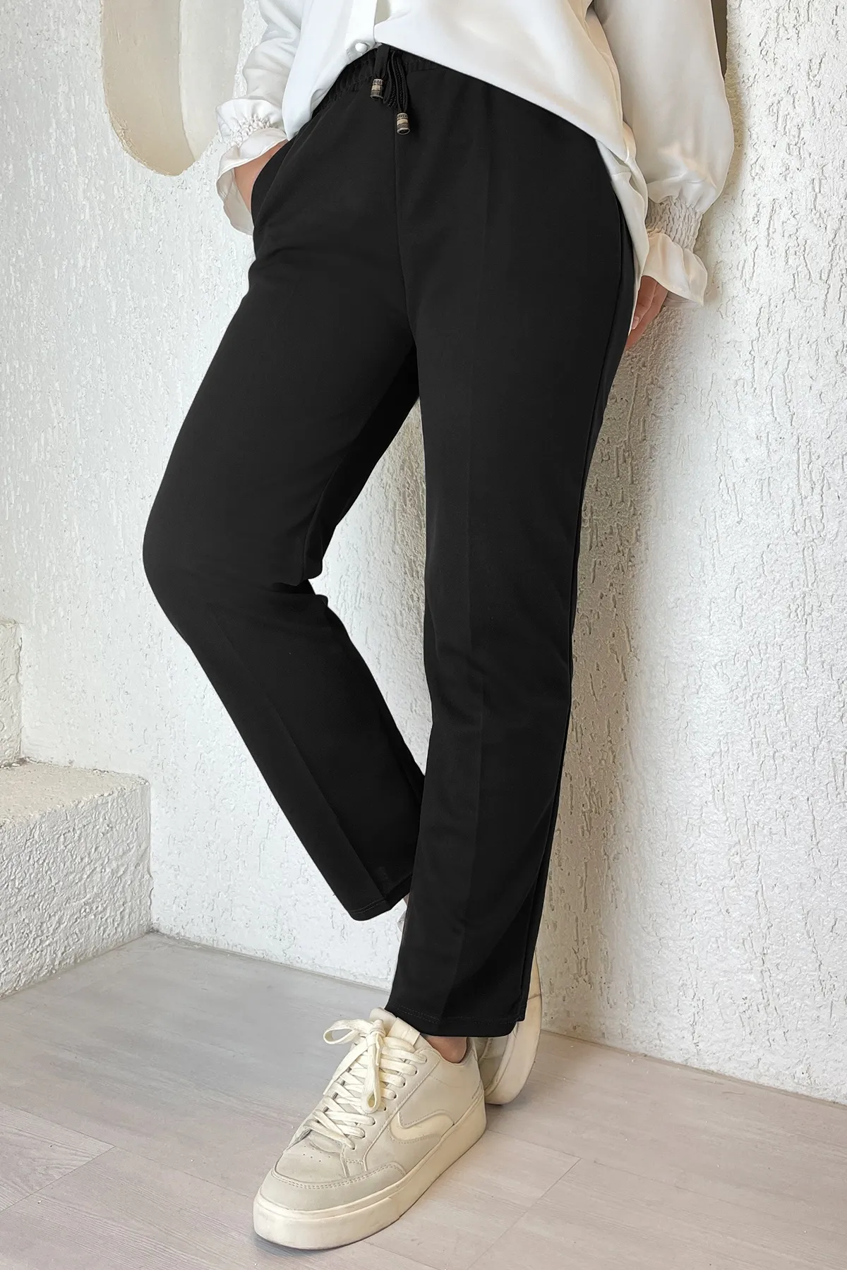 InStyle  Lycra-Hose aus doppeltem Stoff mit elastischem Bund – Schwarz