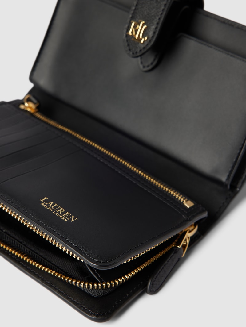 Portemonnaie aus Leder mit Label-Detail Modell 'TECH' in schwarz