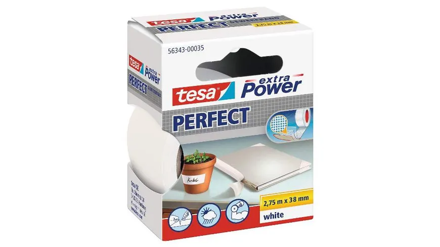 tesa® Gewebeband breit weiß 38mm x 2,75m 2.75 m weiß