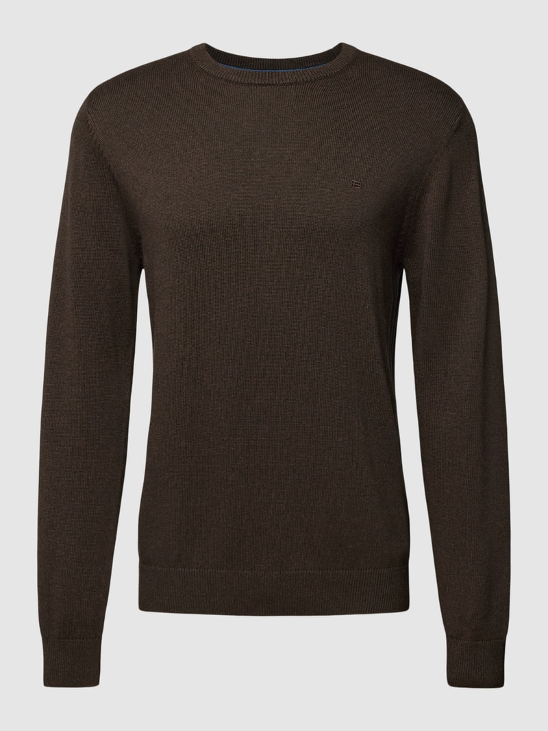Strickpullover in melierter Optik in schokobraun meliert