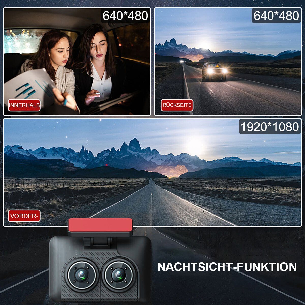 Yoyaxi 1080P HD Dual-Dashcam Dashcam (Auto-DVR-Videorecorder, G-Sensor, vorne und hinten, Kamera)