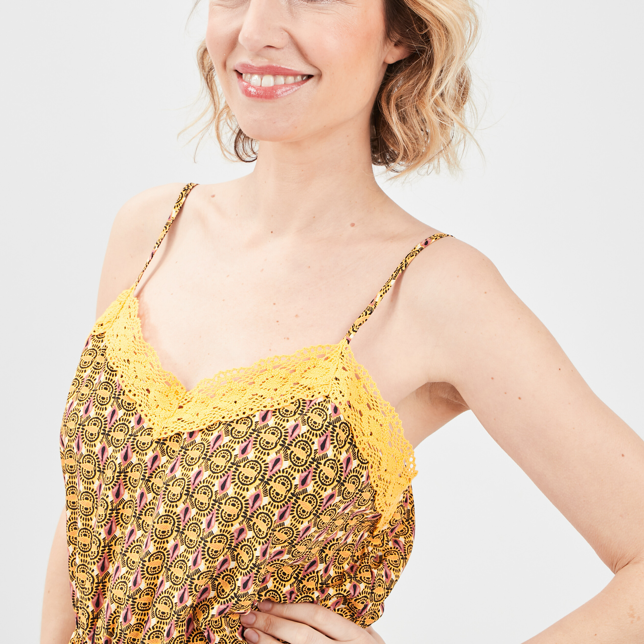 Robe patineuse jaune moutarde femme | La Halle
