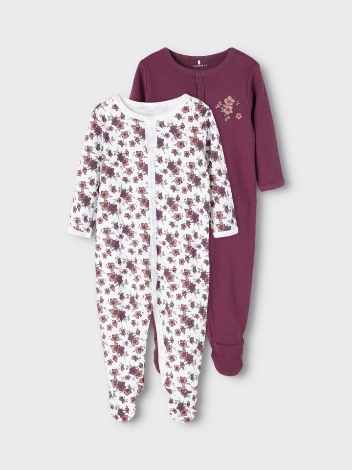 name it Mädchen Schlafstrampler 2er Pack Blumen Prune Purple-50 günstig kaufen