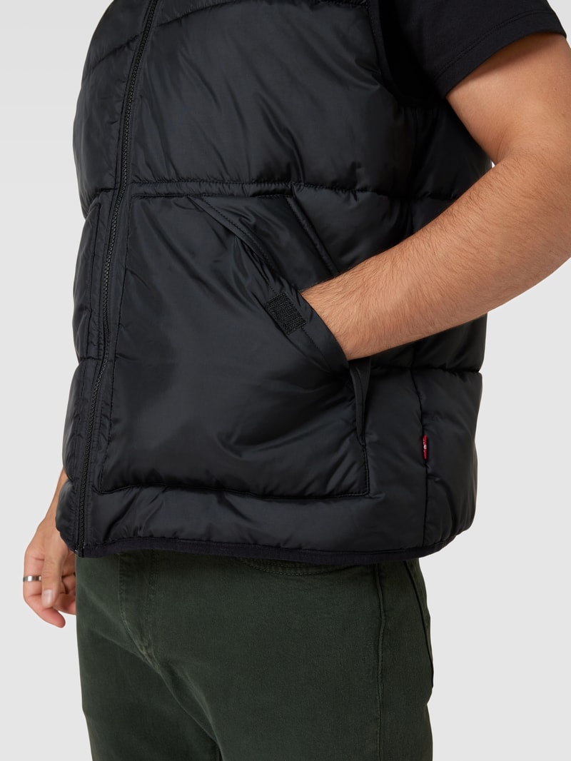 Steppweste mit Label-Stitching Modell 'SUNSET' in schwarz