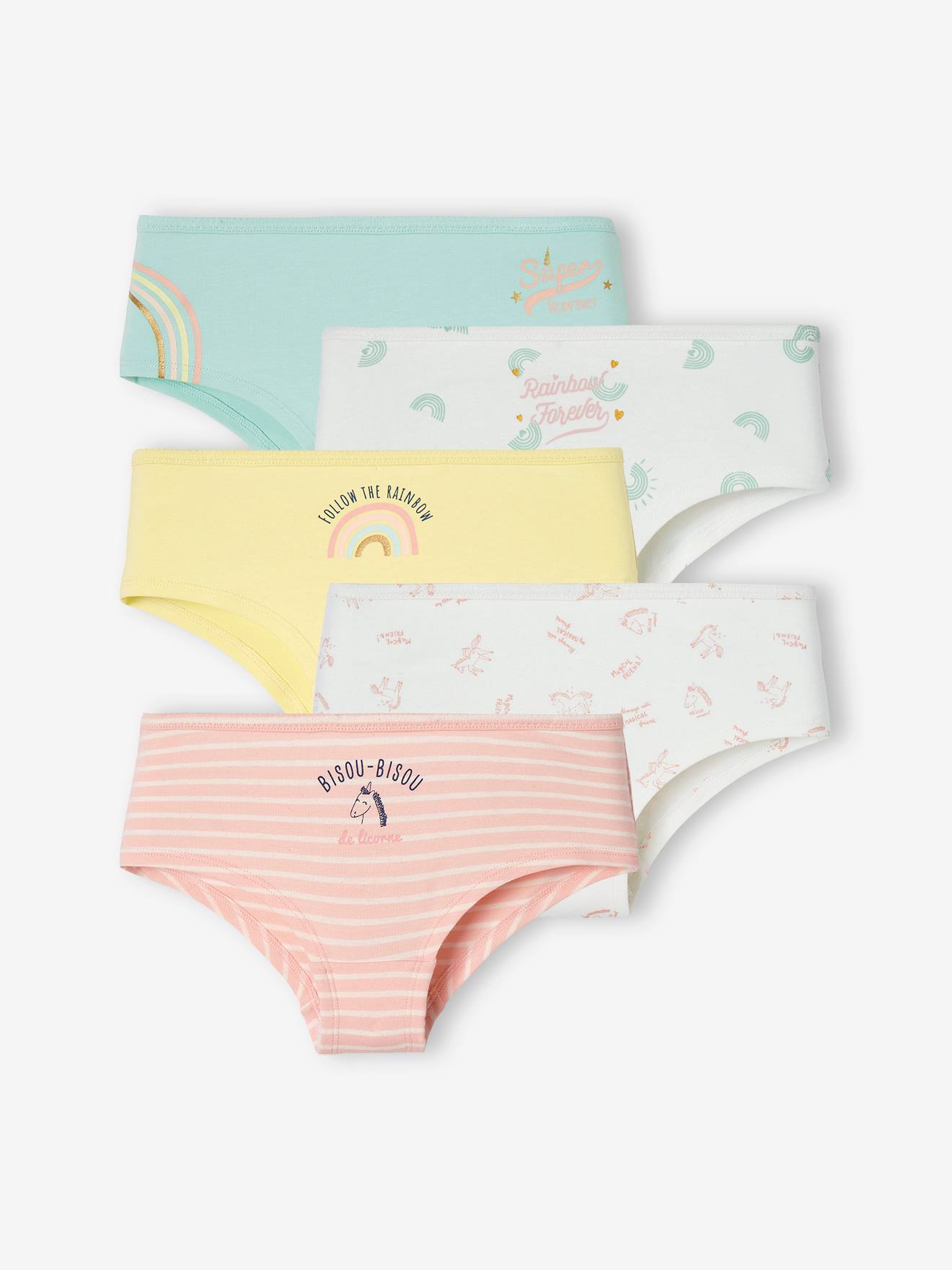 Lot de 5 shorties fille rose pâle