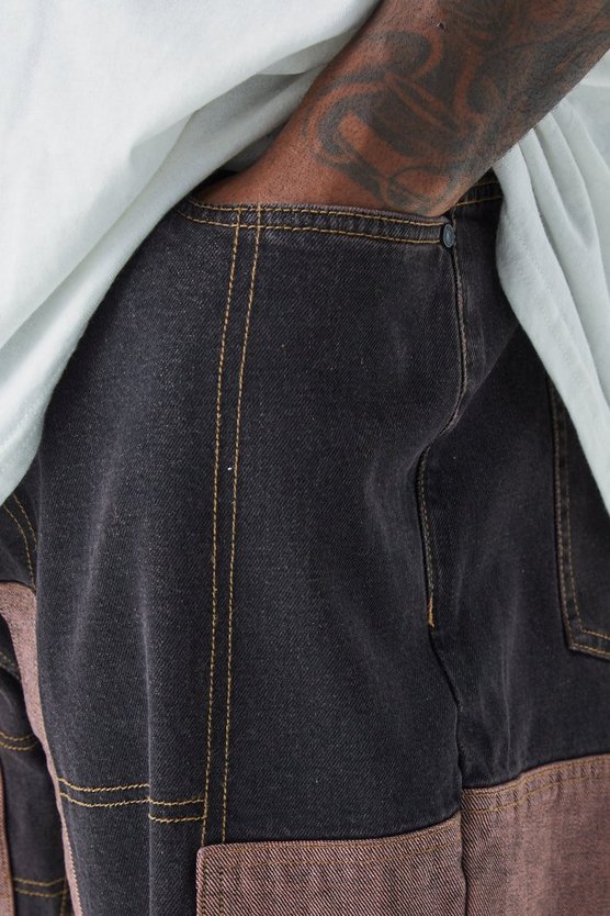 Plus lockere Patchwork Schlagjeans
