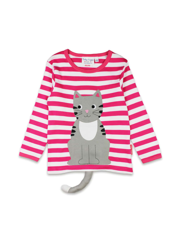 Toby Tiger Langarmshirt mit Kätzchen Applikation in rosa günstig kaufen 116