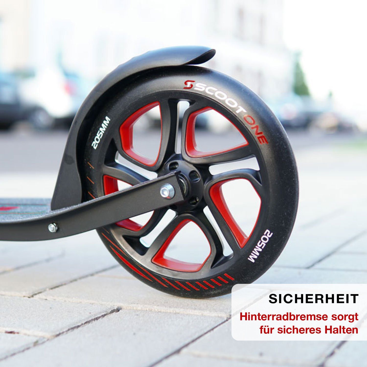 Scoot One Cityroller Höhenverstellbarer Tretroller S2, Kickroller 205mm – Aluminium Roller, klappbar