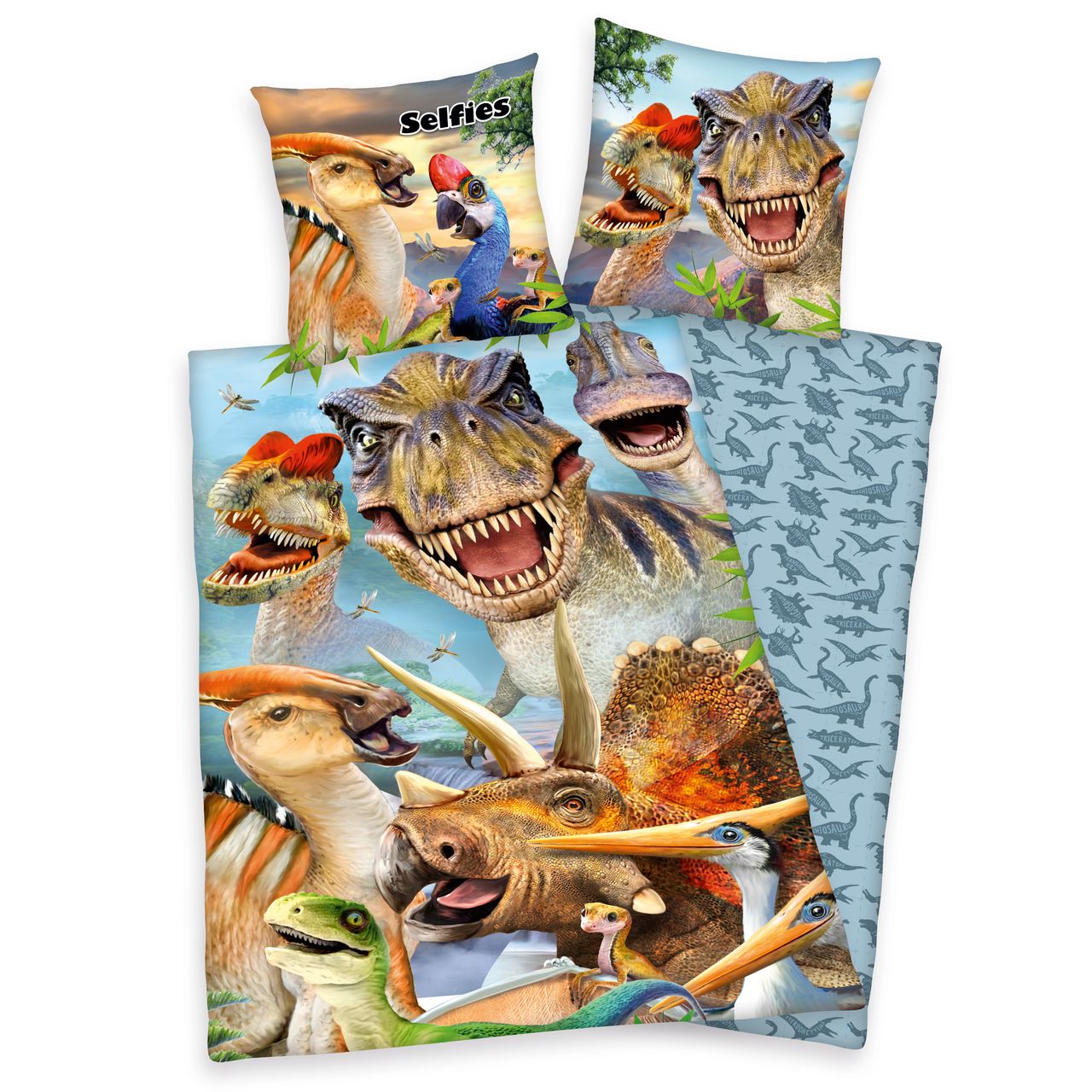 Herding Selfies Dinosaur Bettwäsche, ca.135 x 200 cm