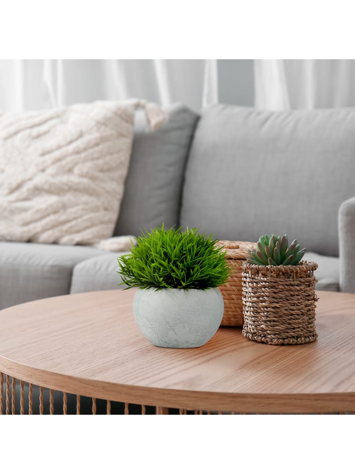 relaxdays 3x Kunstpflanzen in Grün/ Grau günstig kaufen onesize