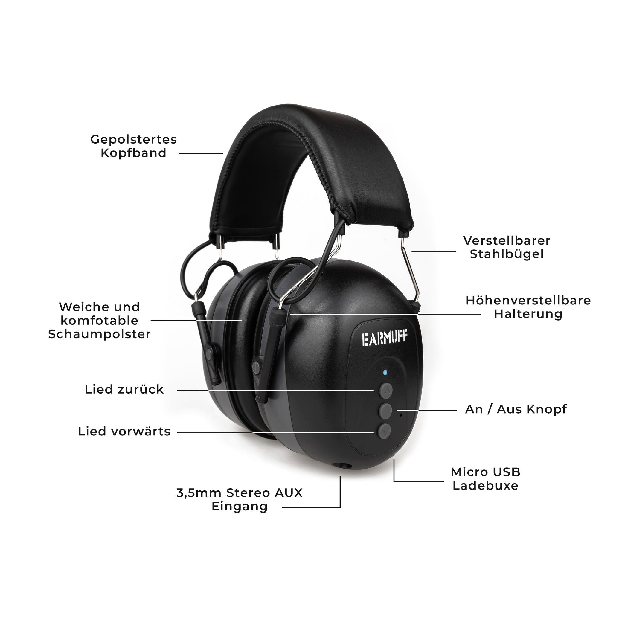 EARMUFF Kapselgehörschutz EARMUFF 31dB Bluetooth/AUX, (1 St)