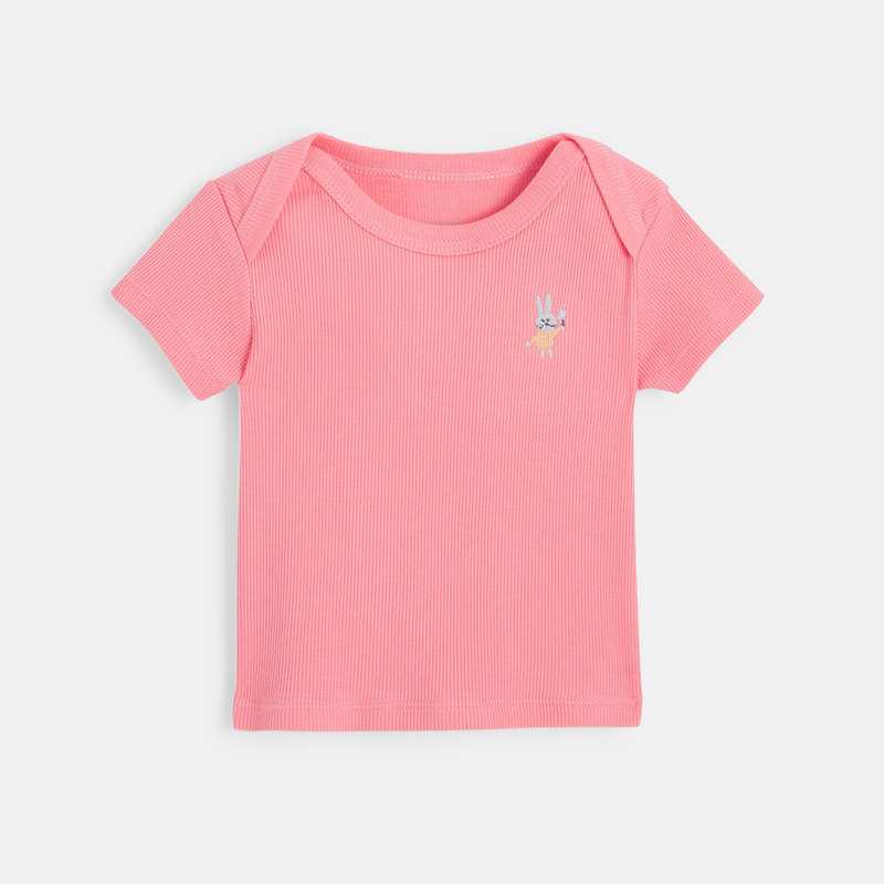 T-shirt manches courtes bébé en coton bio rose Absorba