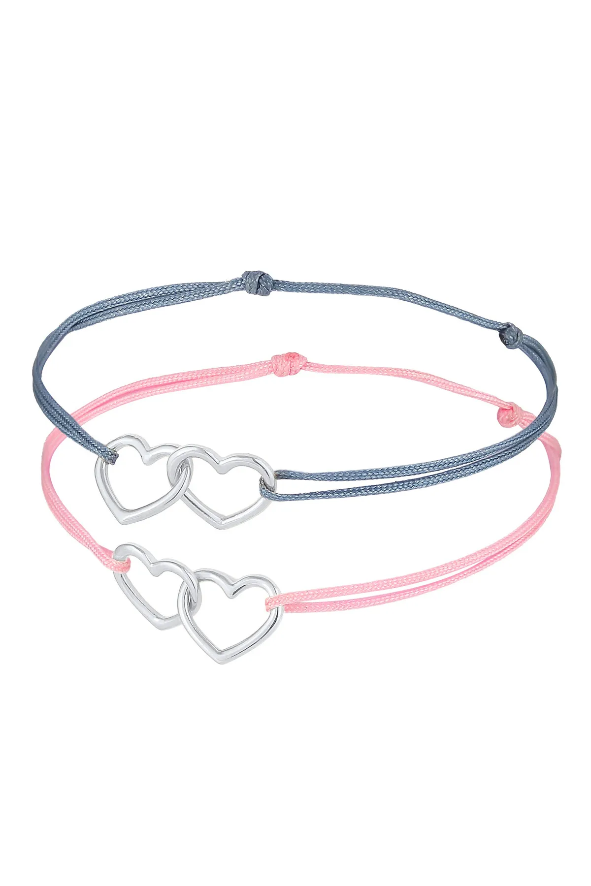 ELLI  Armband Kinder Herzen Nylon Bändchen 2er Set 925 Silber